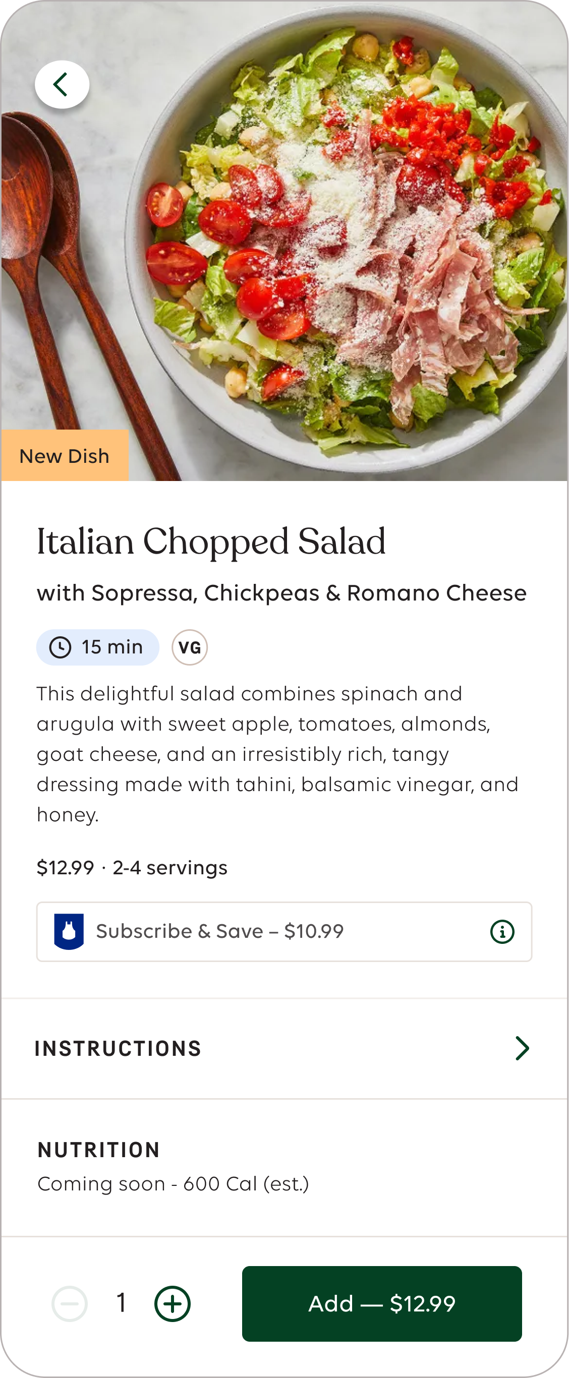 Blue Apron Add-On's PDP