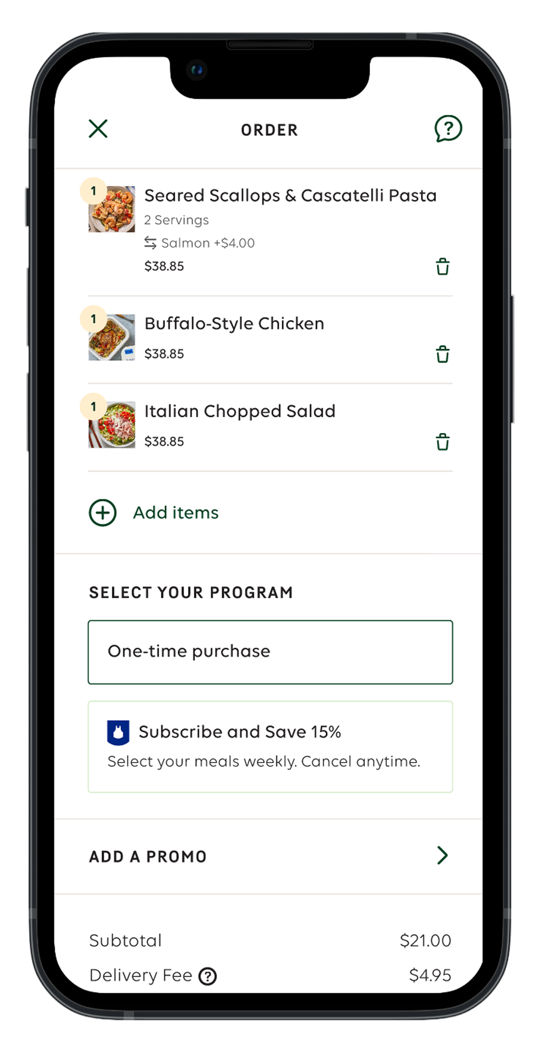 Blue Apron a la carte screen 3