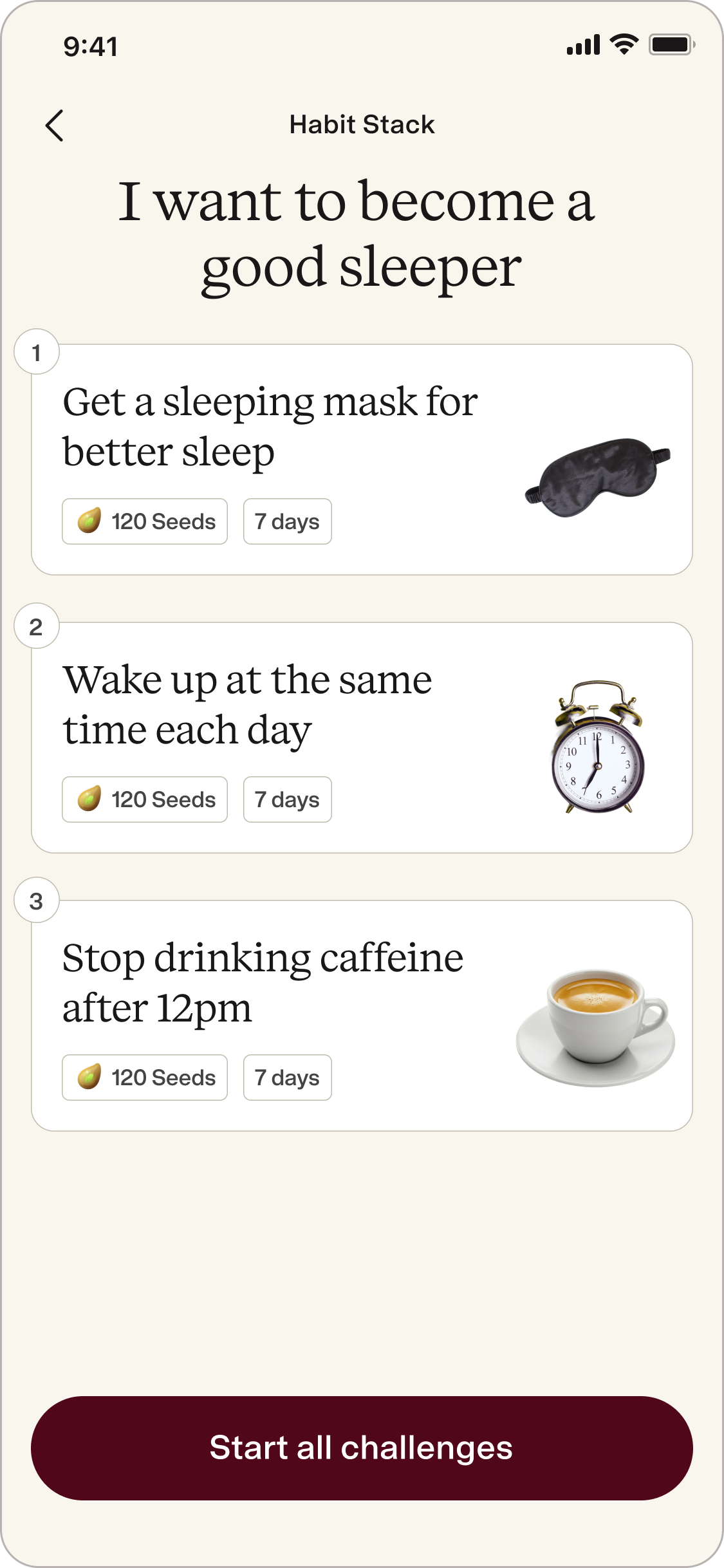 Noom — habit stack page