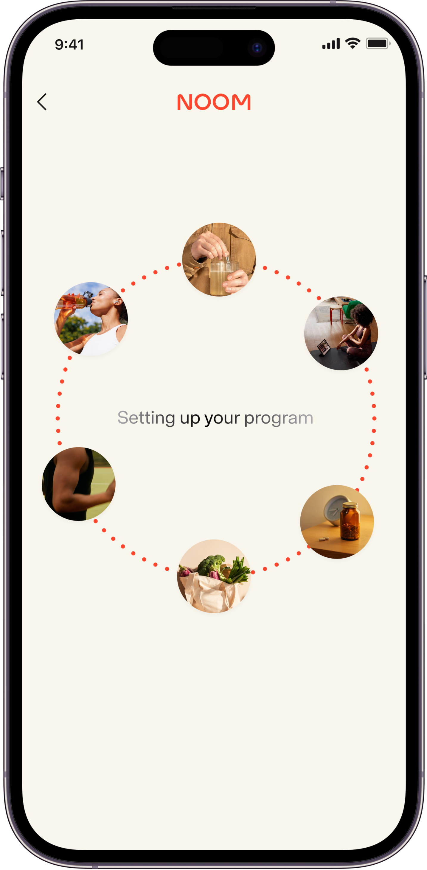 Noom — player onboarding with avatar ring